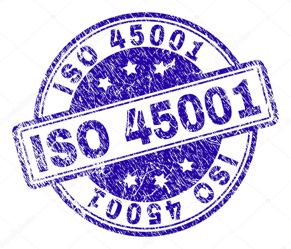 Grunge Textured ISO 45001 Stamp Seal