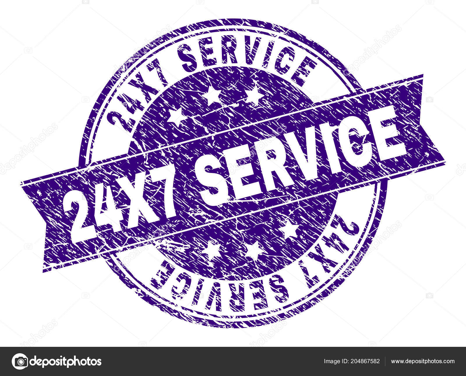 Grunge Textured 24X7 SERVICE Stamp Seal Stock Vector by