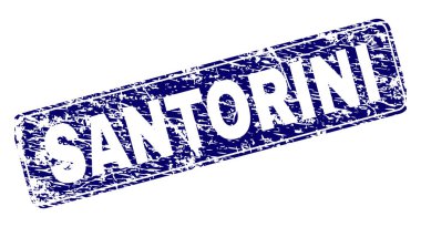 Yuvarlatılmış dikdörtgen damga grunge Santorini çerçeveli