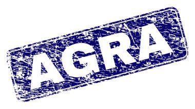 Yuvarlatılmış dikdörtgen damga grunge Agra çerçeveli