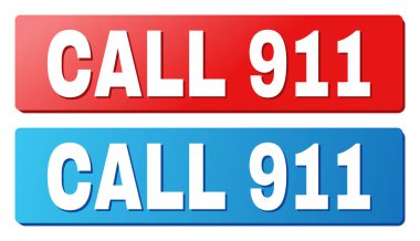 Mavi ve kırmızı dikdörtgen düğmeleri başlığında arama 911