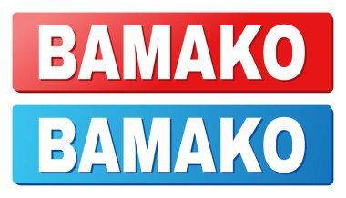 Mavi ve kırmızı dikdörtgen düğmeleri Bamako resim yazısı