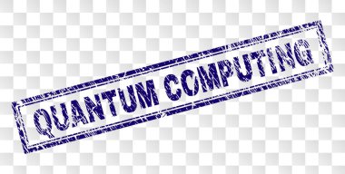 Grunge kuantum bilgisayar dikdörtgen damgası