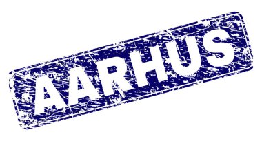 Yuvarlatılmış dikdörtgen damga grunge Aarhus çerçeveli