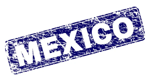 Sello de rectángulo redondo enmarcado MÉXICO rayado — Archivo Imágenes Vectoriales