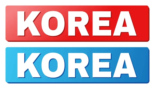 Korea bildtext på blå och röd rektangel knappar — Stock vektor