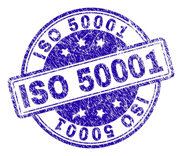Scratched Textured ISO 50001 Stamp Seal — Stock Vector