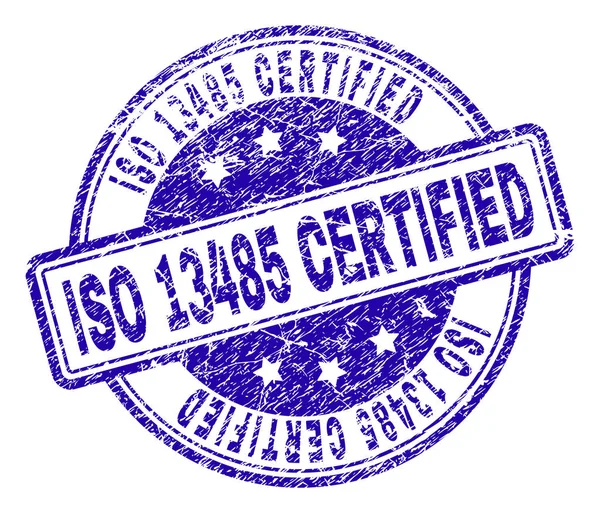 Selo de selo CERTIFICADO ISO 13485 texturizado Grunge — Vetor de Stock