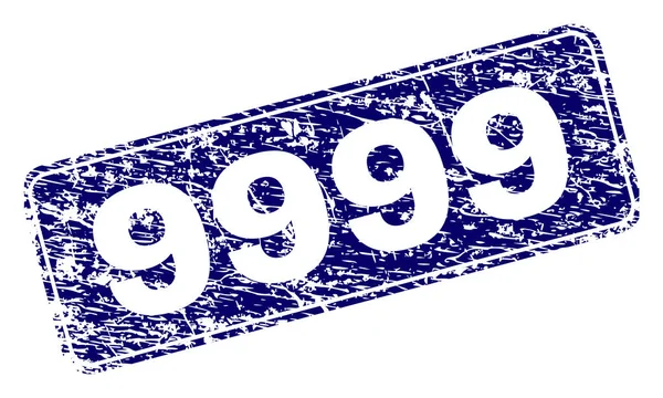 Sello de rectángulo redondeado enmarcado 9999 rayado — Vector de stock