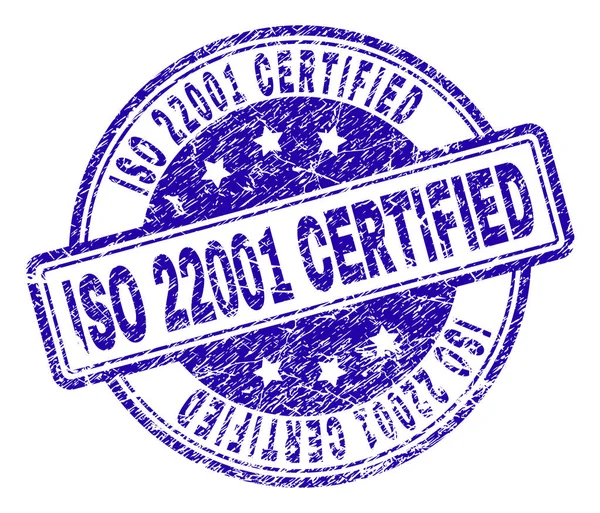 Подряпаний текстурований ISO 22001 CERTIFIED штамп ущільнення — стоковий вектор