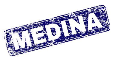 Yuvarlatılmış dikdörtgen damga grunge Medine çerçeveli