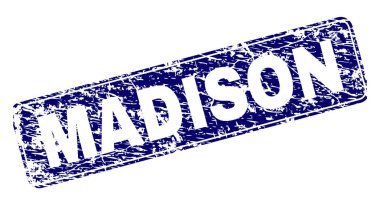 Yuvarlatılmış dikdörtgen damga grunge Madison çerçeveli