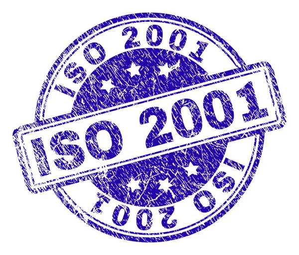 Scratched Textured ISO 2001 Stamp Seal — Stock Vector