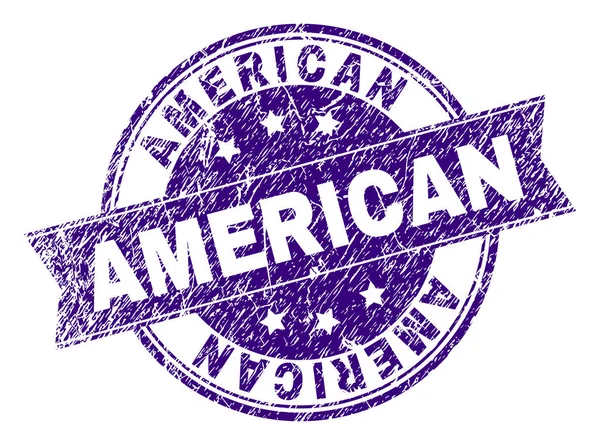 Sello de sello AMERICAN texturizado rayado — Vector de stock