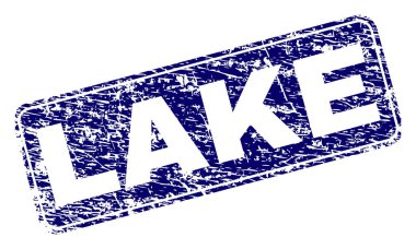 Yuvarlatılmış dikdörtgen damga grunge Lake çerçeveli