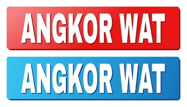 Angkor Wat cím a kék és a piros téglalap gombok — Stock Vector