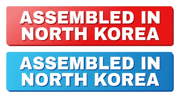 Kuzey Kore başlığında mavi ve kırmızı dikdörtgen düğmeleri monte — Stok Vektör