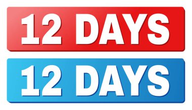 12 gün metin mavi ve kırmızı dikdörtgen düğmeleri