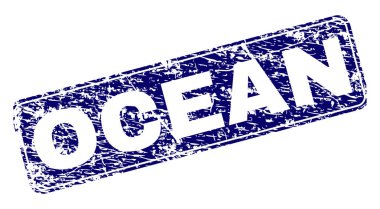 Yuvarlatılmış dikdörtgen damga grunge okyanus çerçeveli