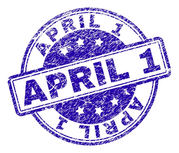 Dokulu 1 Nisan damga mühür çizik — Stok Vektör