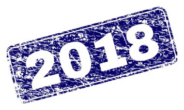 Yuvarlatılmış dikdörtgen damga grunge 2018 çerçeveli