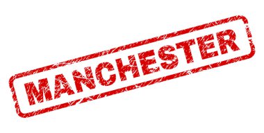 Grunge Manchester yuvarlatılmış dikdörtgen damgası
