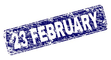 Grunge 23 Şubat yuvarlatılmış dikdörtgen damga çerçeveli.