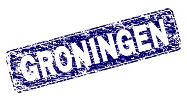 Yuvarlatılmış dikdörtgen damga grunge Groningen çerçeveli