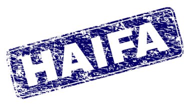 Yuvarlatılmış dikdörtgen damga çizilmiş Haifa çerçeveli