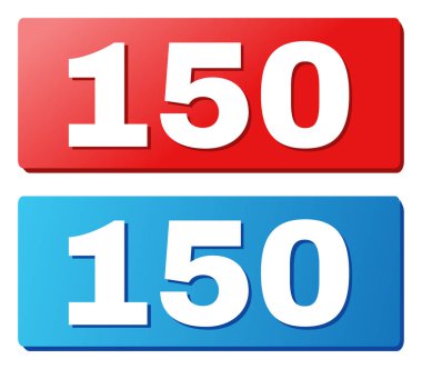 Mavi ve kırmızı dikdörtgen düğmeleri 150 resim yazısı