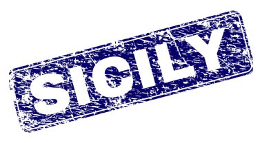 Yuvarlatılmış dikdörtgen damga grunge Sicilya çerçeveli