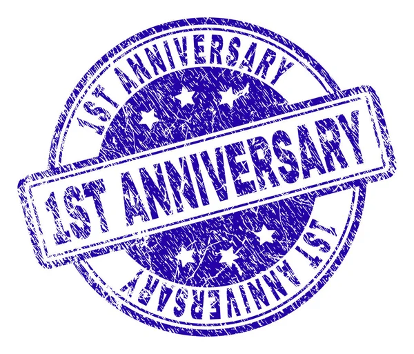 Grunge Textured 1ST ANNIVERSARY Stamp Seal — Stock Vector