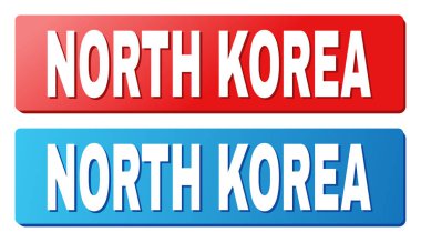 Kuzey Kore resim yazısı mavi ve kırmızı dikdörtgen düğmeleri