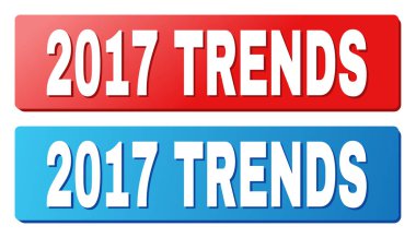Mavi ve kırmızı dikdörtgen düğmeleri 2017 eğilimleri resim yazısı