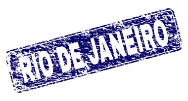 Yuvarlatılmış dikdörtgen damga çizilmiş Rio De Janeiro çerçeveli