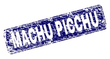 Yuvarlatılmış dikdörtgen damga grunge Machu Picchu çerçeveli