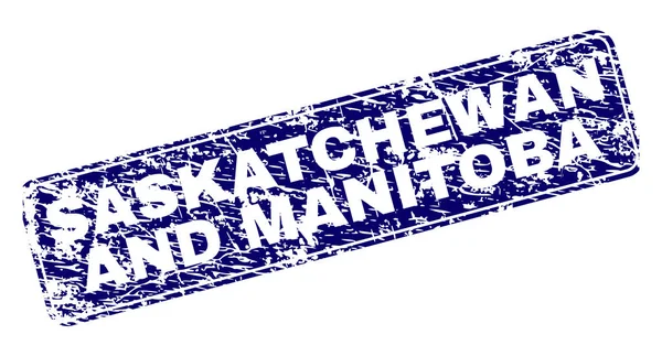 Gekraste Saskatchewan en Manitoba omlijst afgeronde rechthoek stempel — Stockvector