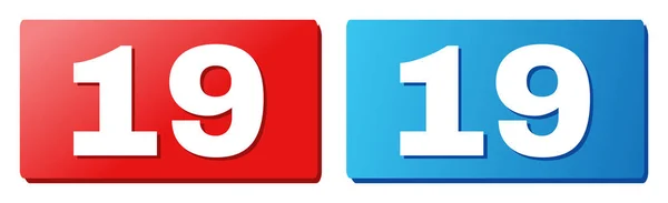19 Légende sur les boutons rectangle bleu et rouge — Image vectorielle