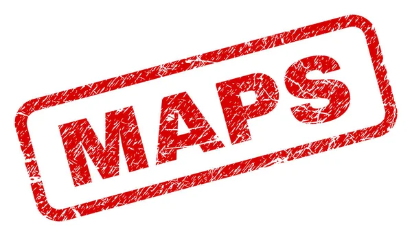 Grunge MAPS Timbre rectangulaire arrondi — Image vectorielle