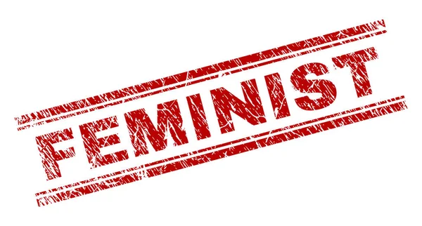 Segel Stamp FEMINIST Tertekstur Grunge - Stok Vektor