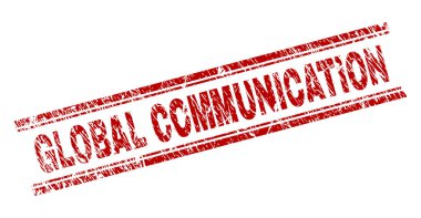 Grunge küresel iletişim damga mühür dokulu