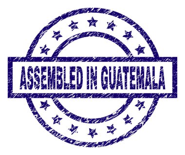 Guatemala içinde monte mühür doku ile yazdırma. Dikdörtgen, daire ve yıldız ile tasarlanmıştır. Mavi vektör kauçuk baskı doku ile monte içinde Guatemala metnin.