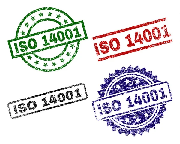 Grunge Textured ISO 14001 Stamp Seals — Stock Vector