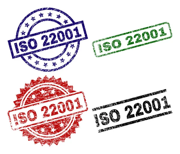 Grunge Textured ISO 22001 Stamp Seals — Stock Vector