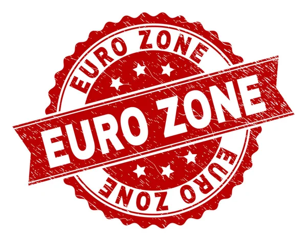 Sello Euro Zone Estampado Con Textura Socorro Imitación Del Sello — Vector de stock