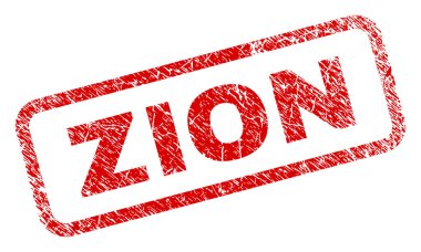 Grunge Zion yuvarlatılmış dikdörtgen damgası