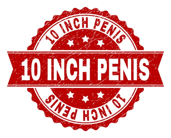 Gekrast getextureerde 10 Inch Penis stempel-zegel — Stockvector