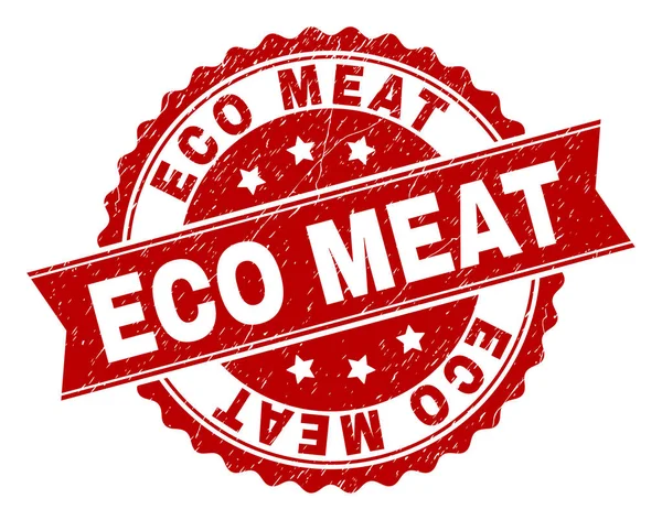 Scratched Textured ECO MEAT Stamp Seal — Stock Vector