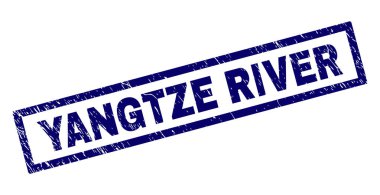 Dikdörtgen Grunge Yangtze Nehri damgası