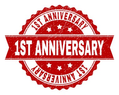 Grunge 1 yıldönümü damga mühür dokulu